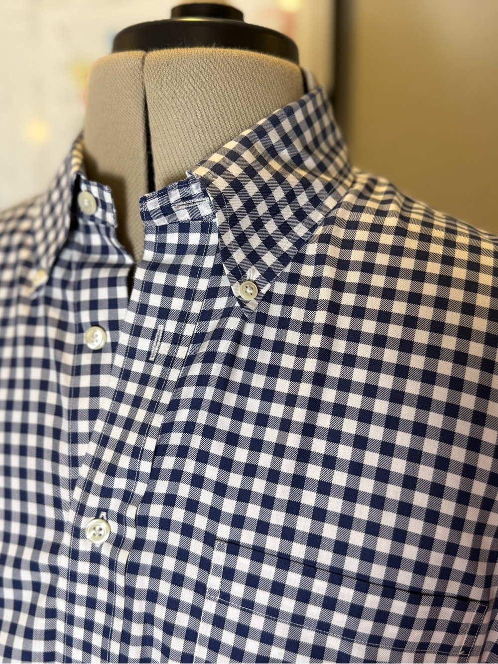 Classic Blue Gingham Button-Down Shirt for Men